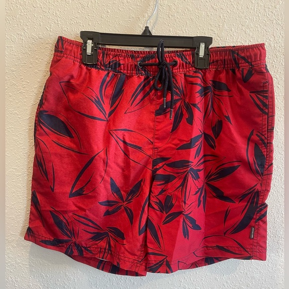 Michael Kors Floral Swim Shorts Trunks Crimson Red Size M - Picture 1 of 6